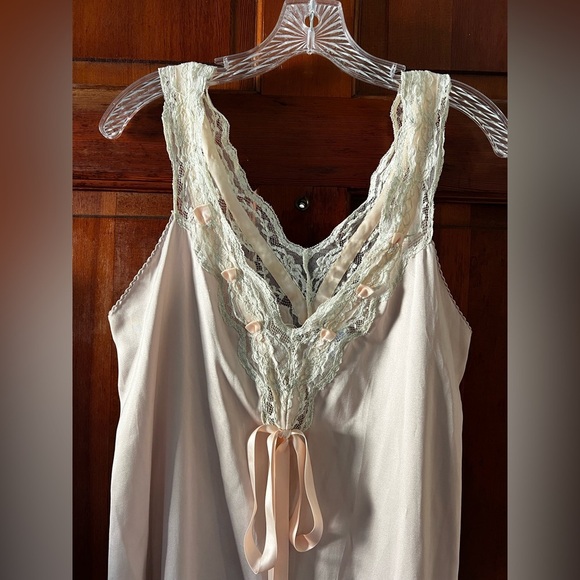 Vintage Alice Maloof Satin Nightgown Slip Dress – Pink Lace Trim Lingerie Medium - Picture 11 of 11